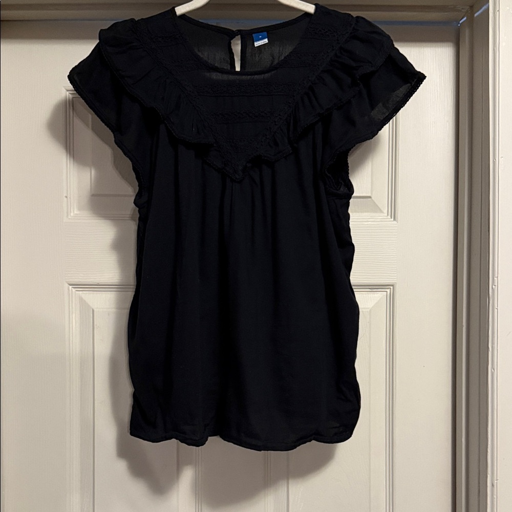 Old Navy Black Ruffle Blouse